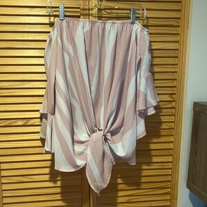 Pink and White Striped Off-Shoulder Top Sz L
NWOT